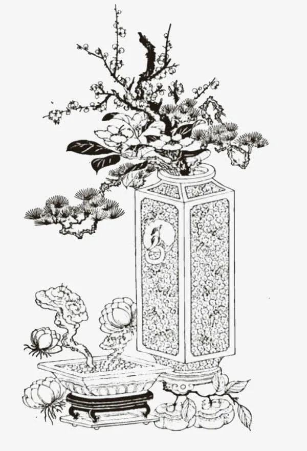 手绘盆栽免抠