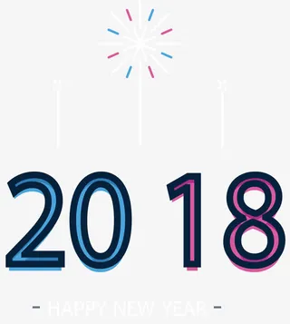 彩色新年艺术字免抠