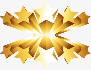 炫酷立体五角星装饰花案免抠