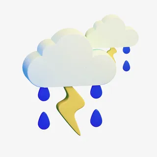 C4D立体3D模型卡通雷雨免抠