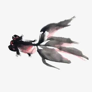 水墨金鱼免抠