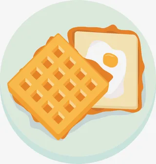 华夫饼吐司美味早餐免抠