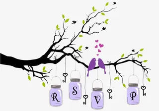 免抠树枝上的鸟许愿瓶免抠