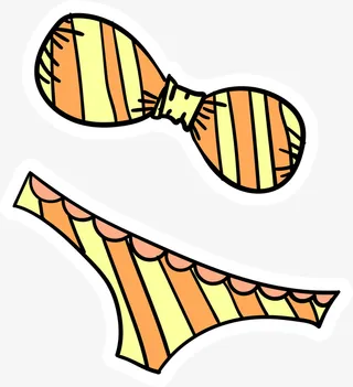 卡通条纹比基尼卡通图案免抠