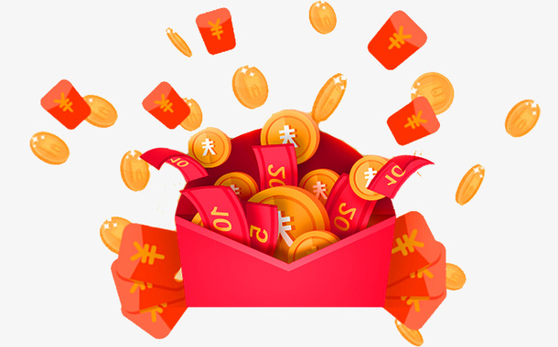 红包红色撒钱免抠