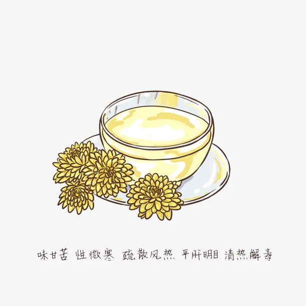 卡通手绘疏散风热平肝明目的菊花免抠
