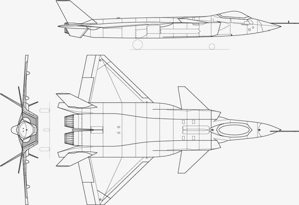 战斗机矢量线稿免抠