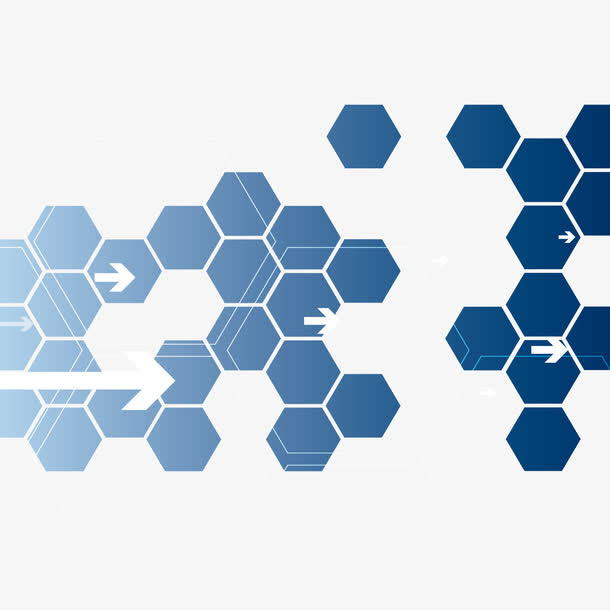 科技六边形箭头动感蓝色免抠