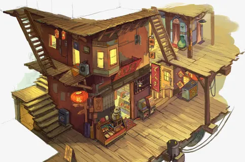 商店小阁楼免抠