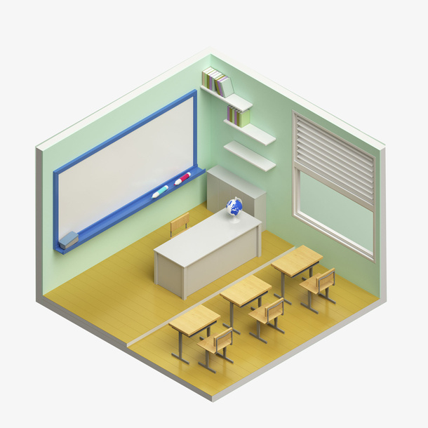 立体3D教室模型免抠