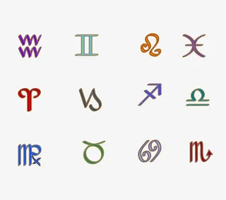 12星座字母PNG图标免抠