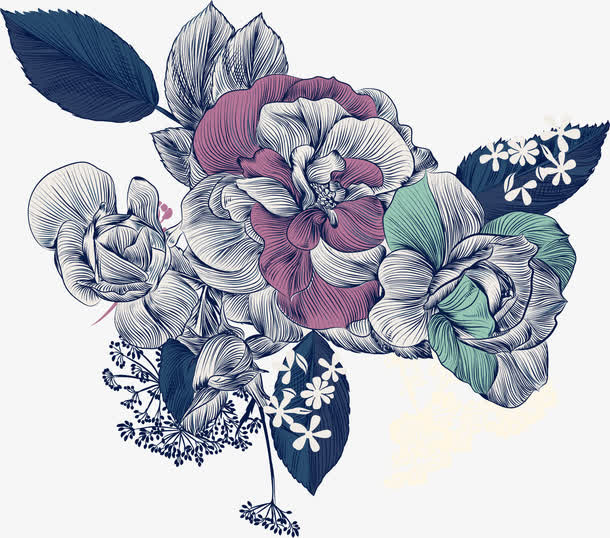 矢量手绘花免抠