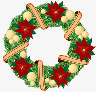 卡通圣诞节花环边框免抠