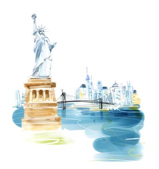 太阳女神像 水彩画海报背景素材高清