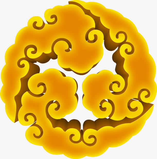 金色立体祥云月亮中秋免抠