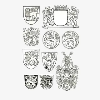 藏族简约狮子盾牌纹样免抠