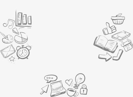 唯美手绘书本音符闹钟信封箭头灯免抠