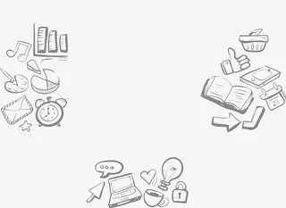 唯美手绘书本音符闹钟信封箭头灯免抠