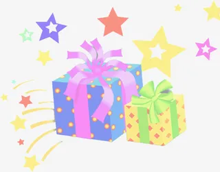 手绘卡通海报礼盒免抠