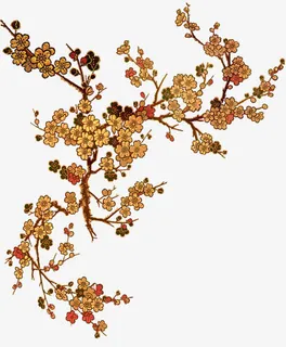 金色梅花刺绣中秋免抠