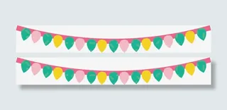 清新彩色三角拉旗免抠