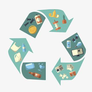 蓝色简约保护环境可回收标志卡通免抠