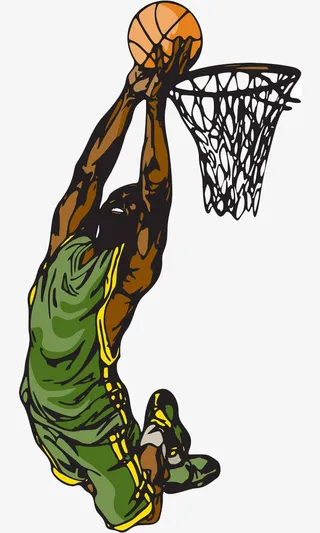 男人投篮卡通插画免抠