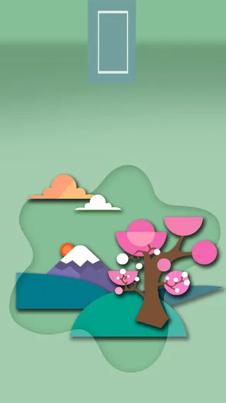 卡通唯美树木春天H5背景高清