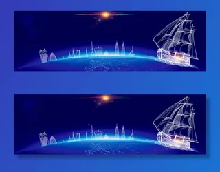 炫酷蓝色时尚科技banner高清商务科技背景