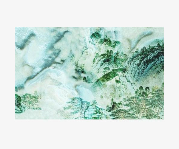 绿色山水大理石背景墙