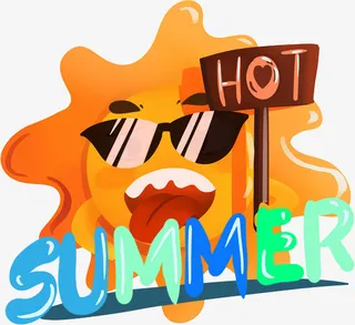 可爱大太阳举牌子插画免抠