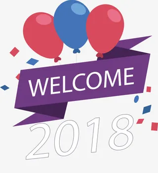 紫色气球新年快乐标题免抠