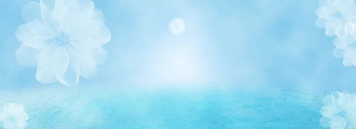 白色花瓣梦幻蓝色banner背景高清