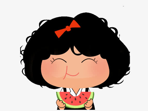 吃西瓜的小女孩免抠