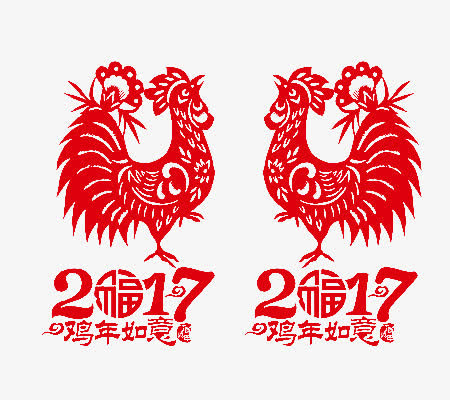 鸡年剪纸窗花图片素材免抠