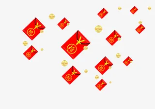 飘落的装饰红包免抠