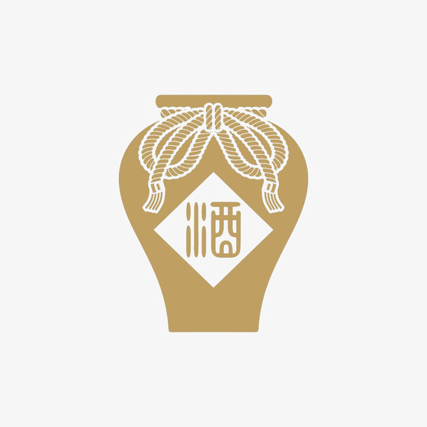 手绘黄色扁平化酒坛免抠