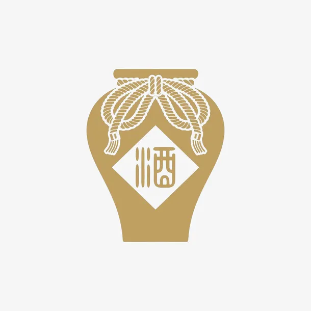 手绘黄色扁平化酒坛免抠