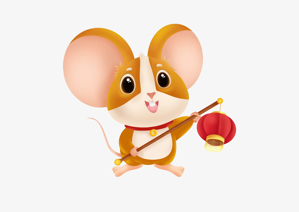 提着灯笼卡通可爱鼠免抠
