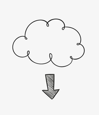 手绘卡通线描云朵箭头免抠