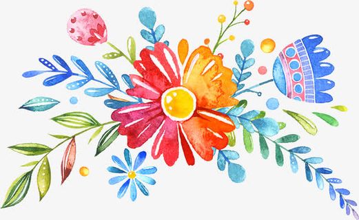 浪漫卡通花卉装饰元素免抠