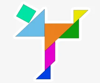 七巧板拼成的人素材图片免抠