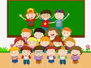 矢量手绘班级合影免抠