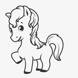 手绘赤色线描可爱小马免抠png免抠