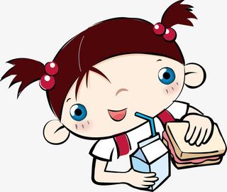 喝牛奶的女孩矢量免抠