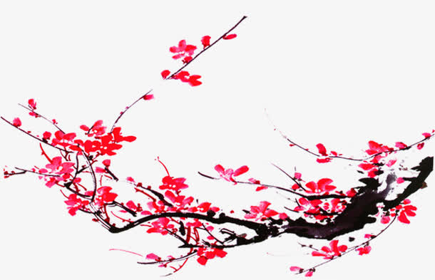 复古粉色梅花装饰免抠