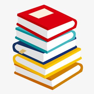 一大叠彩色的书籍免抠