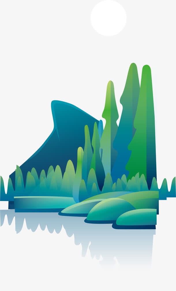 桂林青山绿水水墨免抠