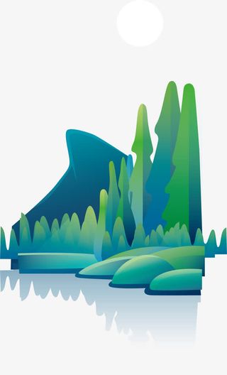 桂林青山绿水水墨免抠