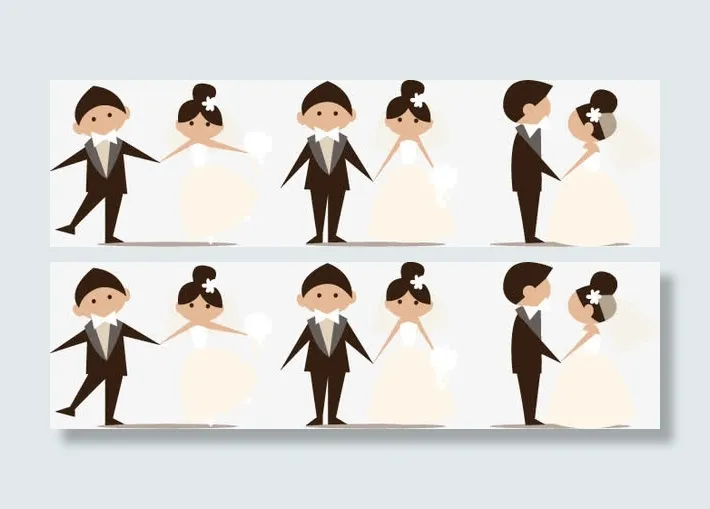 矢量手绘婚礼人物免抠